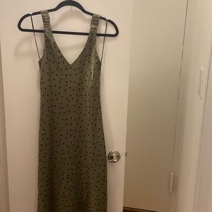 Zara - New with Tags - Green and Black Polka Dot Midi Dress - XS